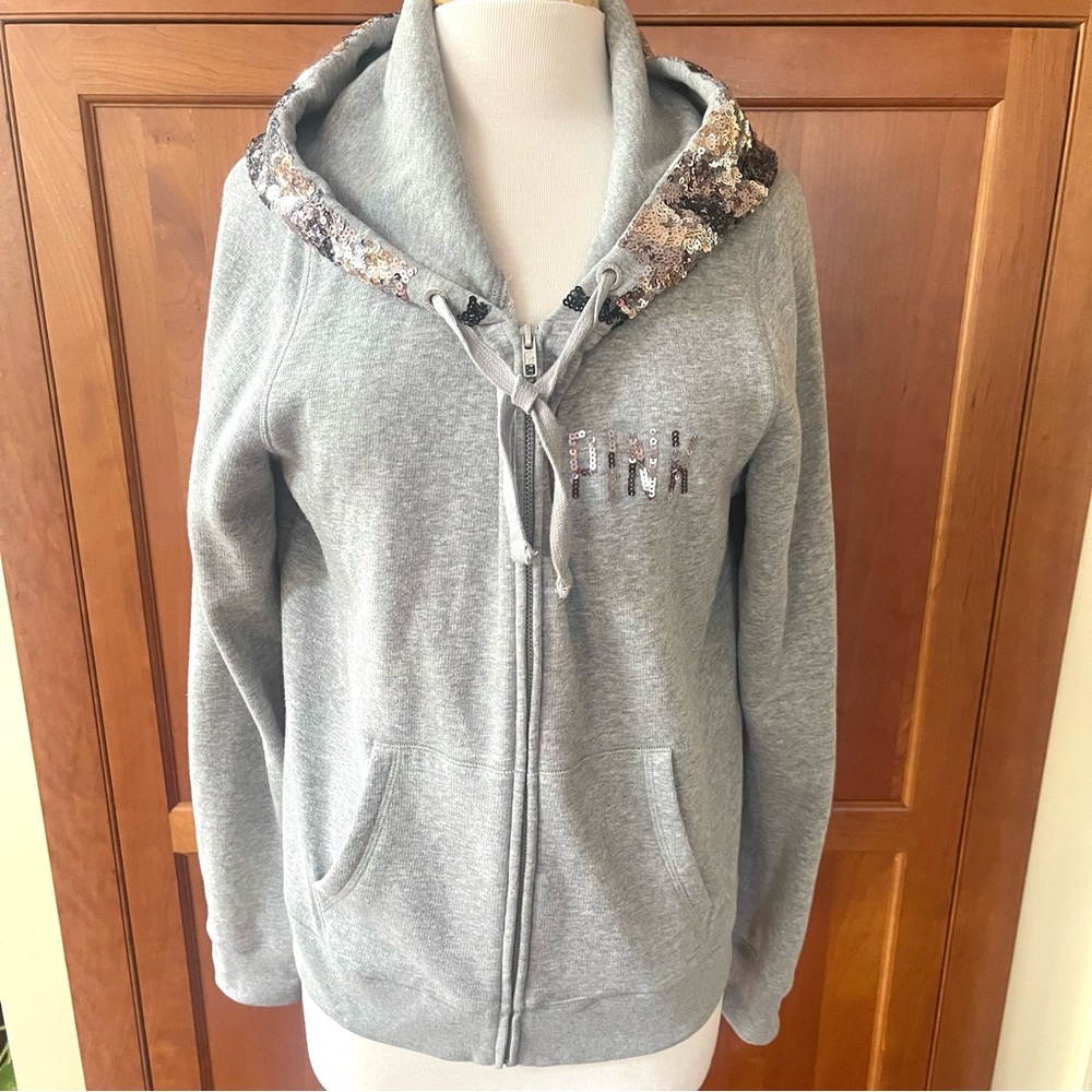 Victoria's Secret PINK Limited Edition Full-zip Hoodie With Sequin Design Size L - Picture 10 of 12